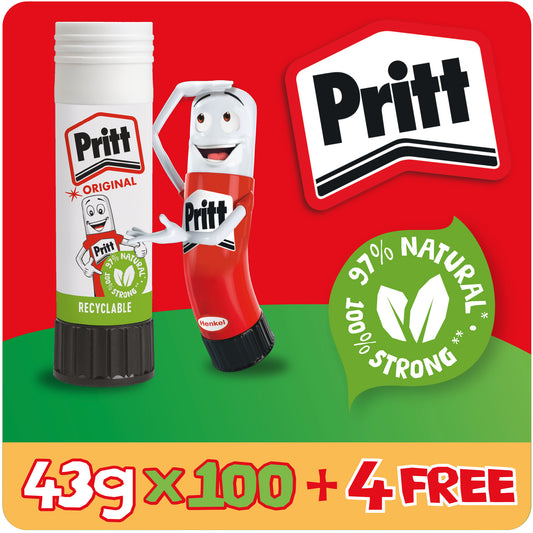 Pritt Glue Stick 43g x 100 + 4 FREE