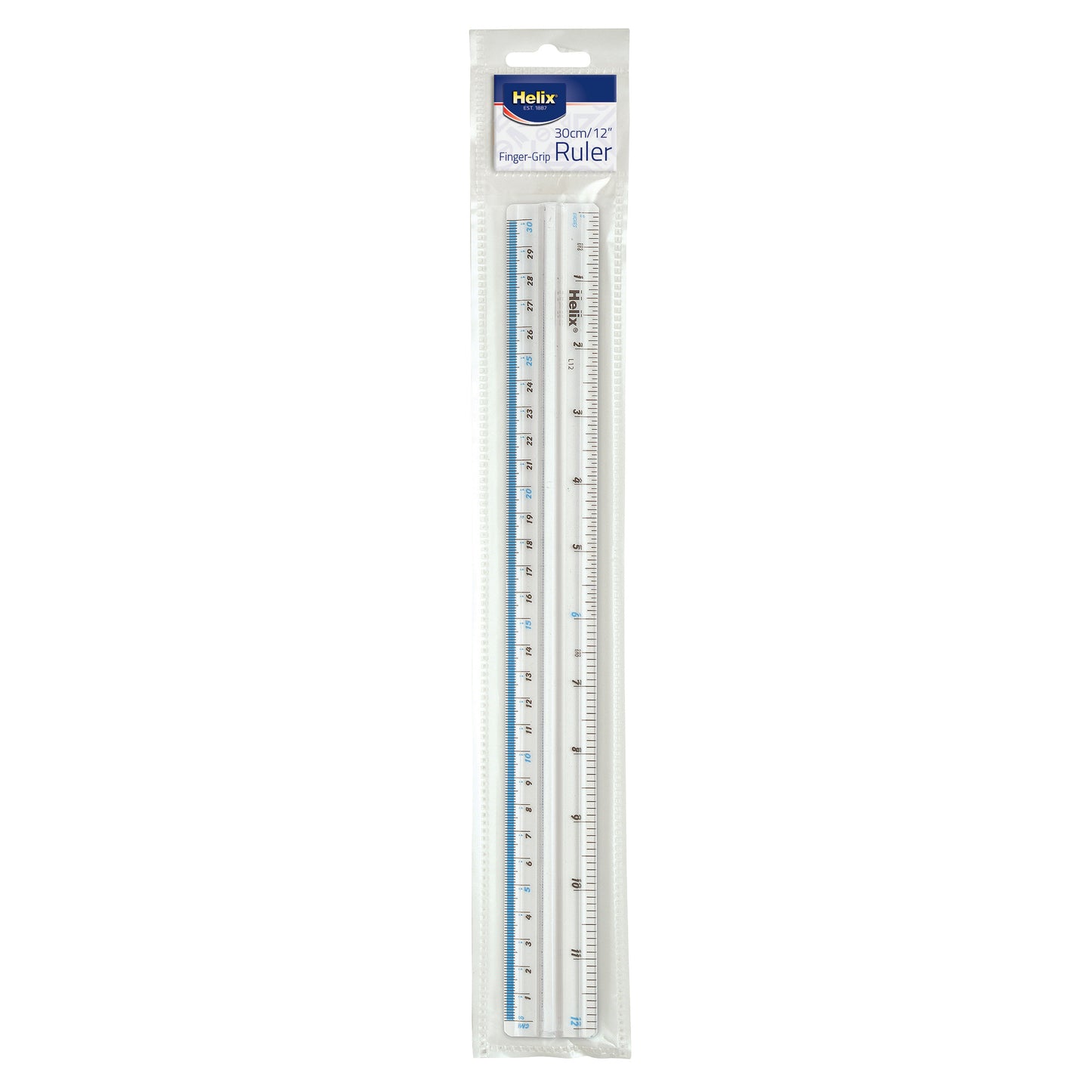 Clear Plastic Finger Grip 30cm Ruler