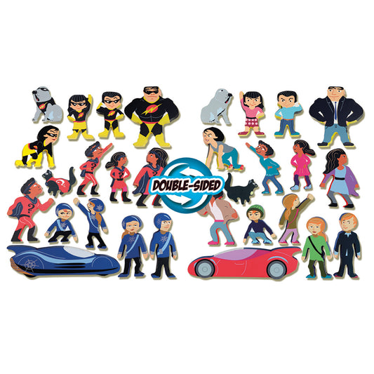 Superheroes Wooden Character Set