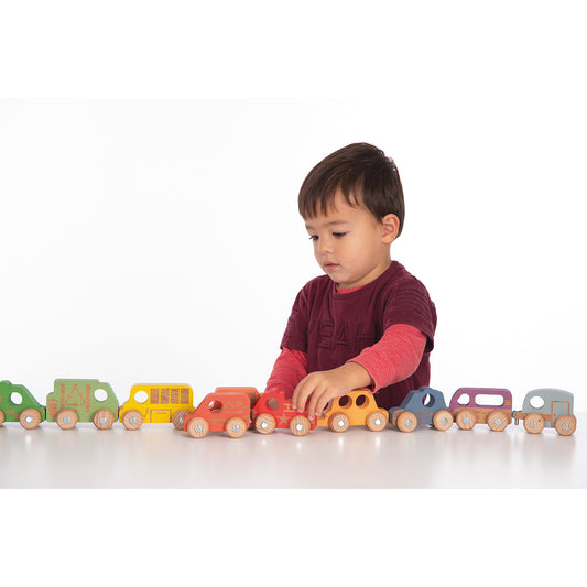 Rainbow Wooden Vehicles Set