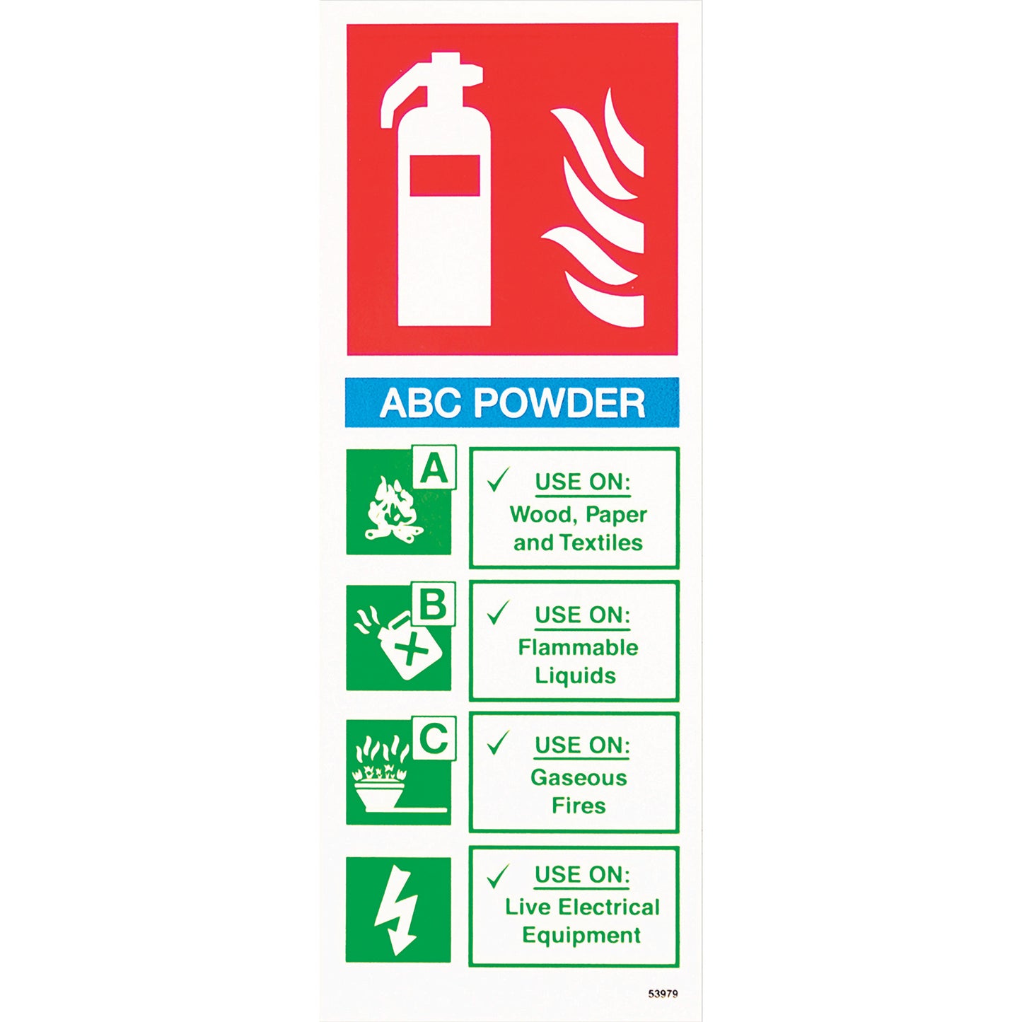 Safety  Signs Know Your ABC Powder Extinguisher Label