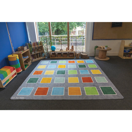 Rainforest Squares Large Placement Carpet