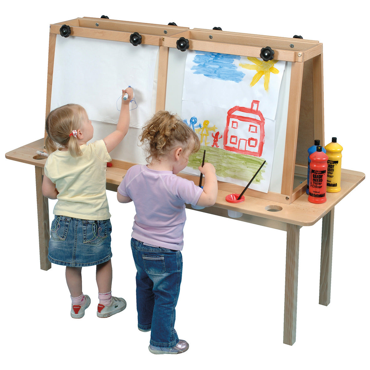 Solid Beech Framed Magnetic Dry Wipe Easel Station