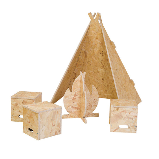 Teepee, Campfire and Stool Set